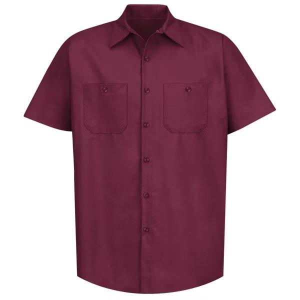 Mens Ss Burgundy Poplin Work Shirt, 4XL, RED KAP, Mfr# SP24BY SS 4XL