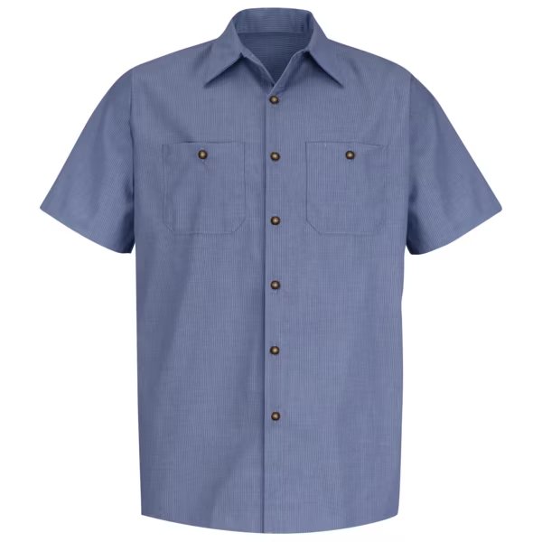 Mns Ss Blue/Lt Blue Workshirt, M, RED KAP, Mfr# SP24DN SS M