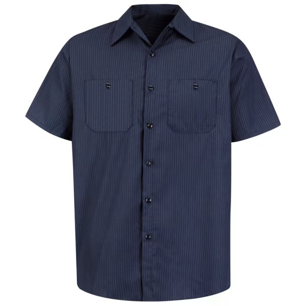 Mens Ss Nvy Twin Stripe Workshirt, S, RED KAP, Mfr# SP24NL SS S