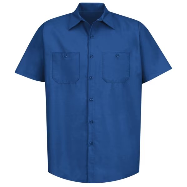 Mens Ss Royal Blue Poplin Wrk Shirt, XL, RED KAP, Mfr# SP24RB SS XL