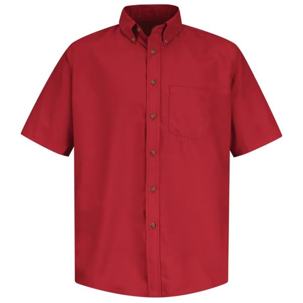 Mns Ss Button Down Poplin Shirt-Rd, S, RED KAP, Mfr# SP80RD SS S