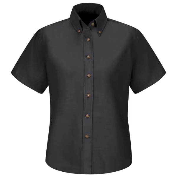 Wms Ss Button Down Poplin Shirt-Bk, RED KAP, Mfr# SP81BK SS 06