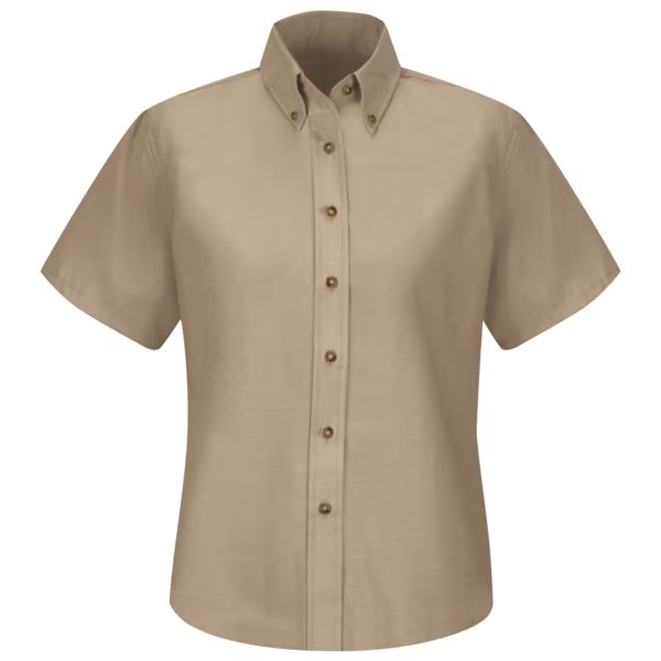 Wms Ss Button Down Poplin Shirt-Kh, RED KAP, Mfr# SP81KH SS 06