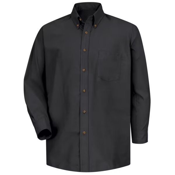 Mns Ls Button Down Poplin Shirt-Bk, L, RED KAP, Mfr# SP90BK L  367