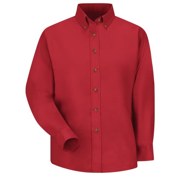 Wms Ls Button Down Poplin Shirt-Rd, RED KAP, Mfr# SP91RD RG 10