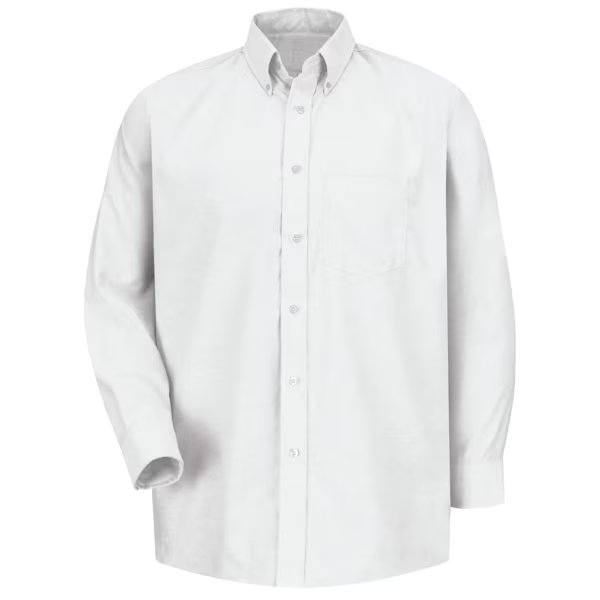 Mens White Drs Shirt 60/40 Oxf L/Sl, RED KAP, Mfr# SR70WH 20534