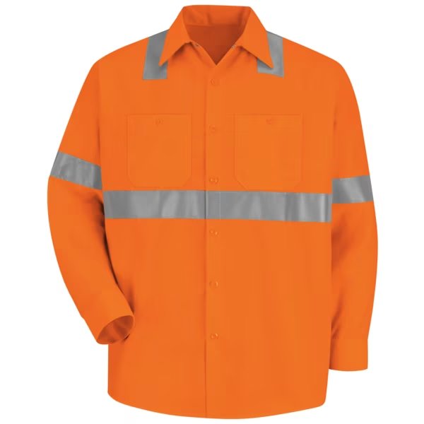 Ls Hi-Viz Workshirt - Ansi Class 2, XL, RED KAP, Mfr# SS14O2 RG XL