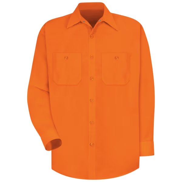 Ls Hi-Vis Orange Workshirt, XL, RED KAP, Mfr# SS14OR LN XL