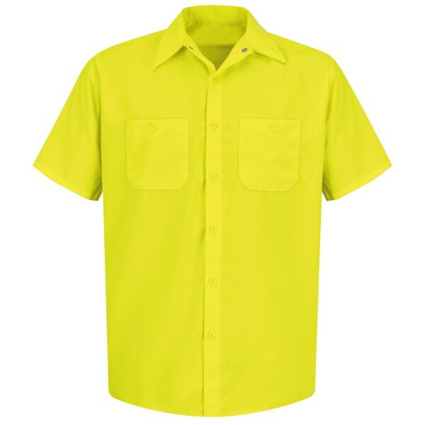 Ss Hi-Vis Yellow Workshirt, XXL, RED KAP, Mfr# SS24YE SSLXXL