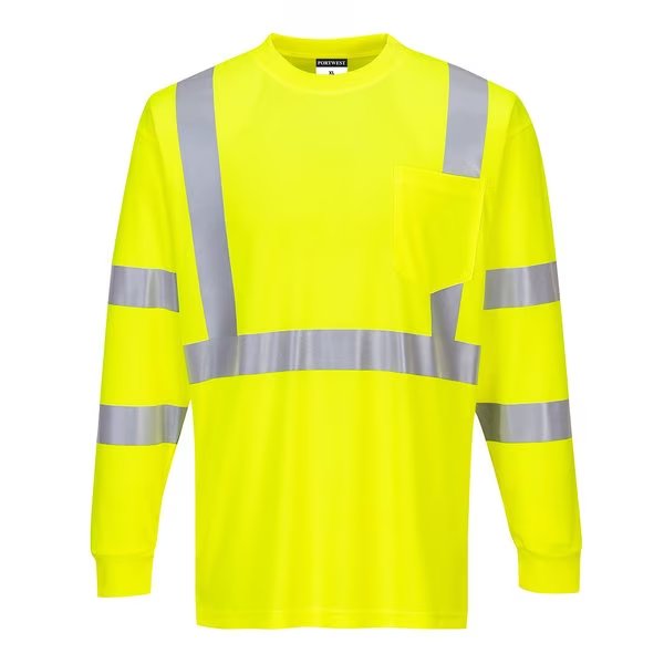 Hi-Vis Long Sleeved T-Shirt, XL, PORTWEST, Mfr# S192