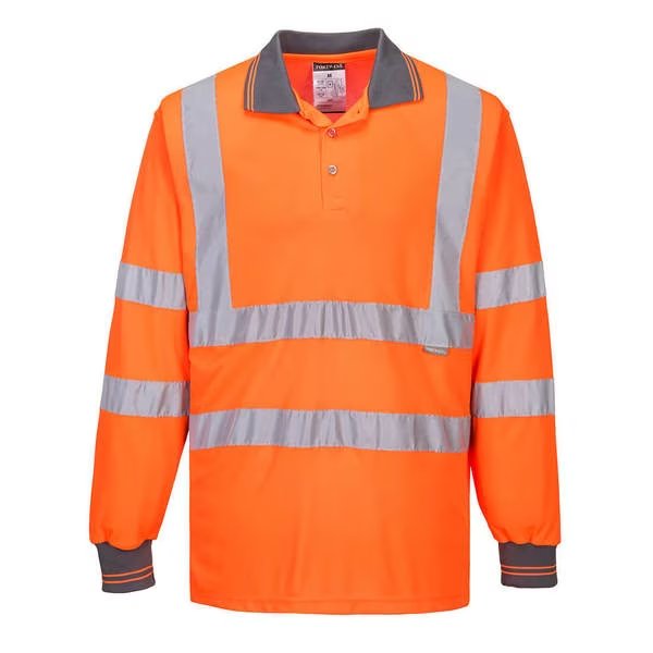 Hi-Vis Polo Shirt L/S, S, PORTWEST, Mfr# S277