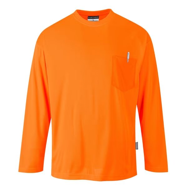 Long Sleeve Pocket T-Shirt, Med, PORTWEST, Mfr# S579
