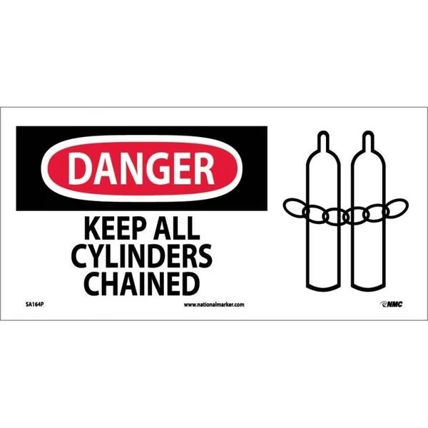 Danger Keep All Cylinders Chained Sign, SA164P, Nmc, Mfr#: SA164P