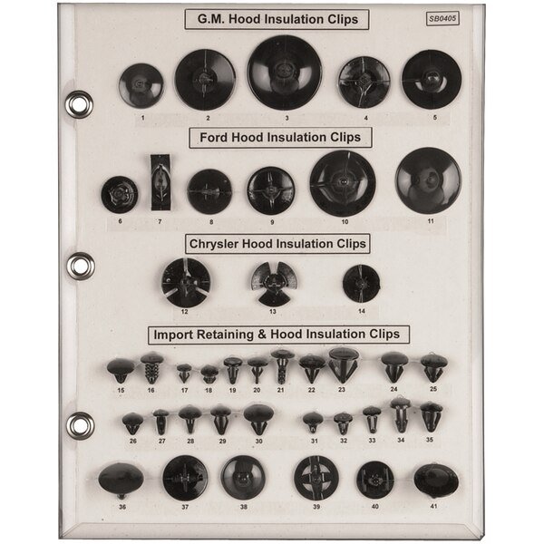 Ret/Hood Clips Sample Board Domestic/Import, DISCO, Mfr# SB0405