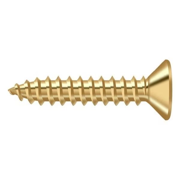 Wood Screw, #10, 1 in, Plain Brass, Deltana, Mfr#: SCWB1010CR003