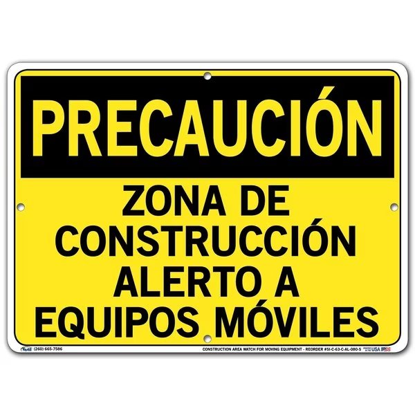SIGN-CAUTION-63 14.5X10.5 ALUMINUM .080, VESTIL, Mfr# SI-C-63-C-AL-080-S