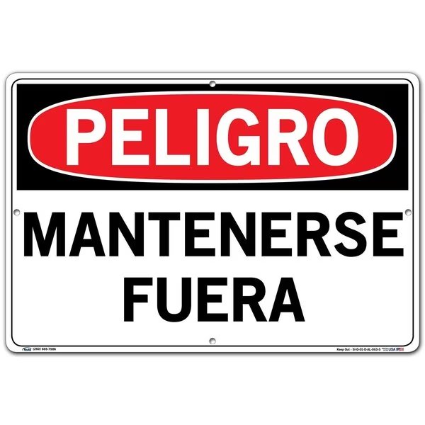 SIGN-DANGER-01, 18.5X12.5 ALUMINUM .063, VESTIL, Mfr# SI-D-01-D-AL-063-S