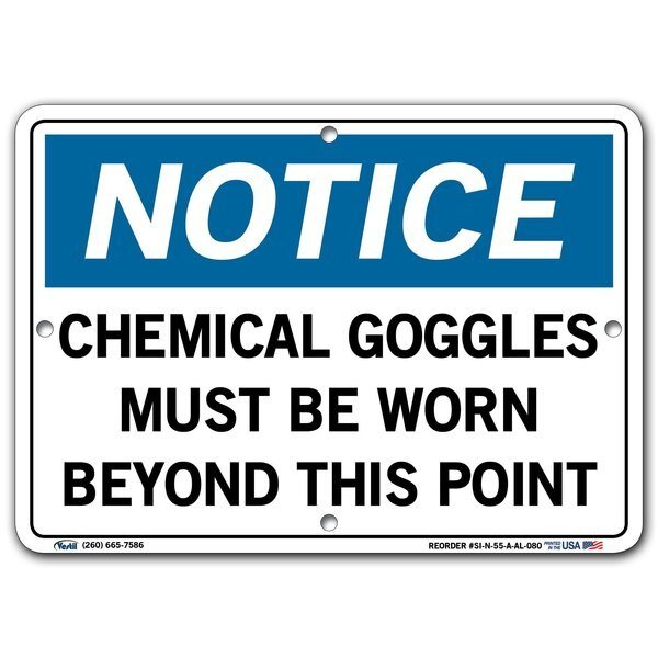 Sign-Notice -55 10.5X7.5 Aluminum .080, VESTIL, Mfr# SI-N-55-A-AL-080