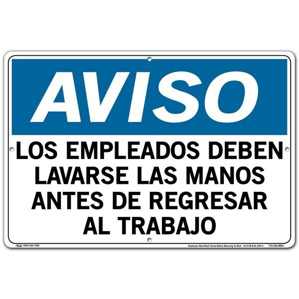 Sign-Notice-58, 18.5x12.5, Aluminum, .063, VESTIL, Mfr# SI-N-58-D-AL-063-S