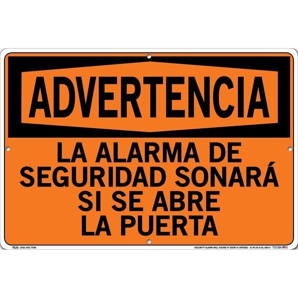 Sign-Warning-29, 18.5x12.5, Aluminum, .080, VESTIL, Mfr# SI-W-29-D-AL-080-S