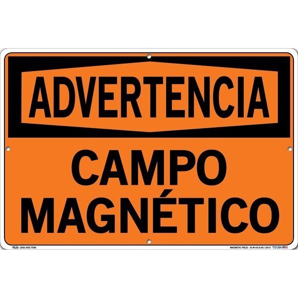 Sign-Warning-43, 18.5x12.5, Alum, Comp, .130, VESTIL, Mfr# SI-W-43-D-AC-130-S
