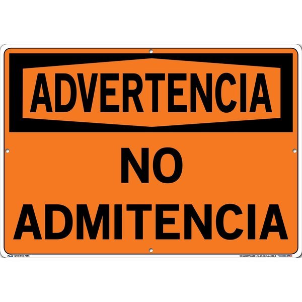Sign-Warning-49, 20.5x14.5, Aluminum, .080, VESTIL, Mfr# SI-W-49-E-AL-080-S