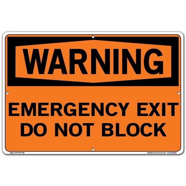 Sign-Warning-63 18.5X12.5 Aluminum .040, VESTIL, Mfr# SI-W-63-D-AL-040