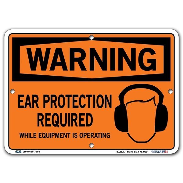 Sign-Warning-65 10.5X7.5 Aluminum .080, VESTIL, Mfr# SI-W-65-A-AL-080
