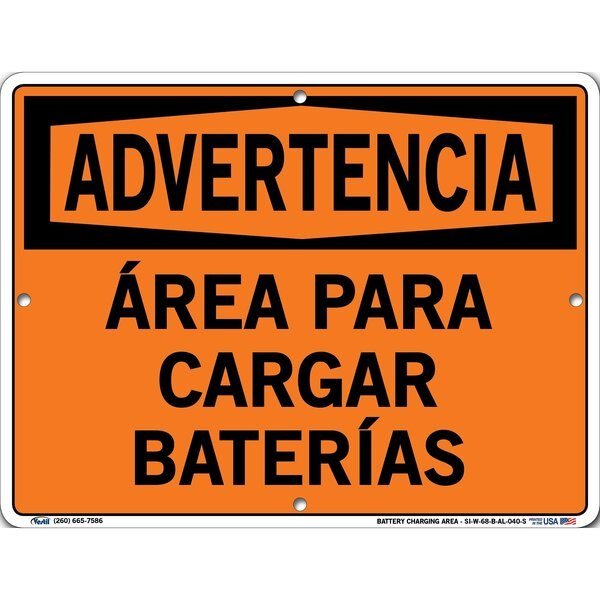 Sign-Warning-68, 12.5x9.5, Aluminum, .040, VESTIL, Mfr# SI-W-68-B-AL-040-S