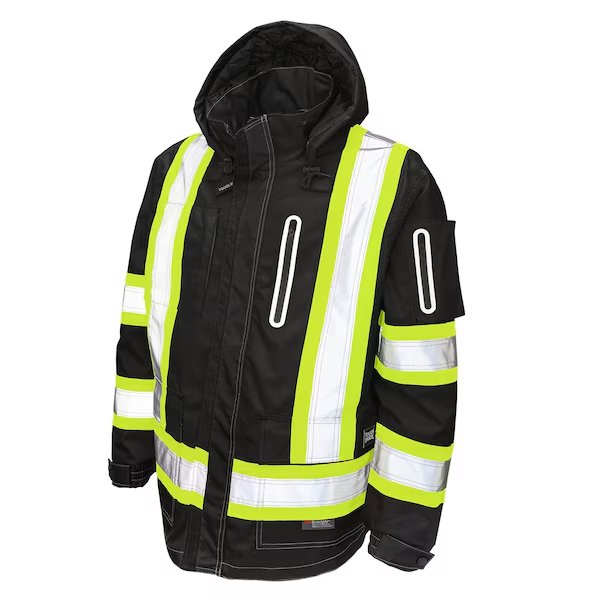 Safety Hi-Vis Shell Jacket, Black, 3XL, TOUGH DUCK, Mfr# SJ282