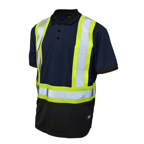 Short Sleeve Safety Polo Shirt Navy 4XL, TOUGH DUCK, Mfr# ST172-NAVY-4XL