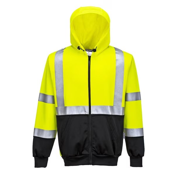 Hi-Vis 2-Tone Zipped Hoodie, S, PORTWEST, Mfr# UB315