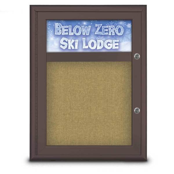 Single Door Radius Plus Corkboard With H, UNITED VISUAL PRODUCTS, Mfr# UV8010PLUS-BRONZE-KEYLIME