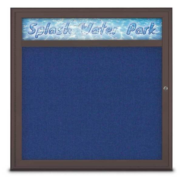 Single Door Radius Corkboard With Header, UNITED VISUAL PRODUCTS, Mfr# UV8012-BRONZE-COBACC