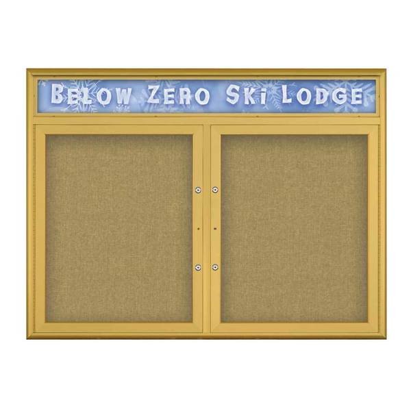 Double Door Radius Plus Corkboard With H, UV8012PLUS5-GOLD-KEYLIME, UNITED VISUAL PRODUCTS, Mfr# UV8012PLUS5-GOLD-KEYLIME