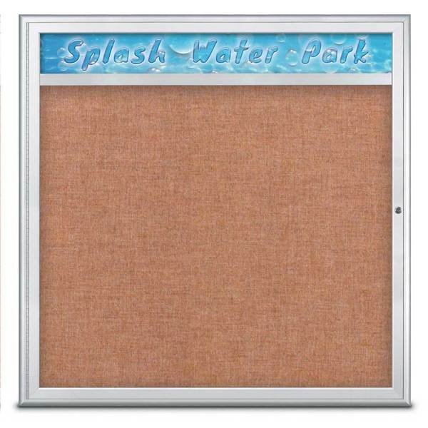Single Door Radius Corkboard With Header, UNITED VISUAL PRODUCTS, Mfr# UV801348-SATIN-CINNABA