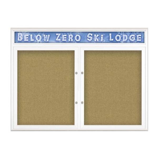 Double Door Radius Plus Corkboard With H, United Visual Products, Mfr#: UV8013PLUS-WHITE-KEYLIME