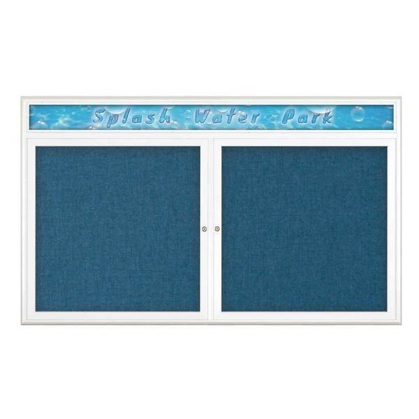 Double Door Radius Corkboard With Header, UNITED VISUAL PRODUCTS, Mfr# UV8014-WHITE-ULTMAR