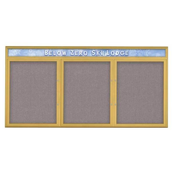 Triple Door Radius Plus Corkboard With H, UNITED VISUAL PRODUCTS, Mfr# UV8016PLUS-GOLD-SURF