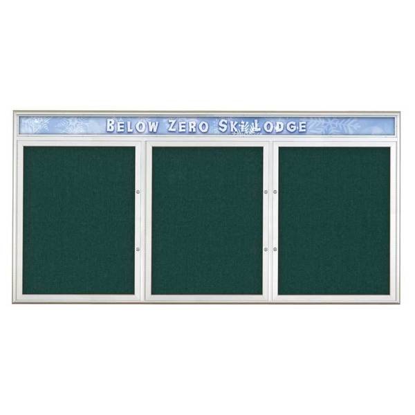 Triple Door Radius Plus Corkboard, Header, UNITED VISUAL PRODUCTS, Mfr# UV8016PLUS-SATIN-DRKSPR