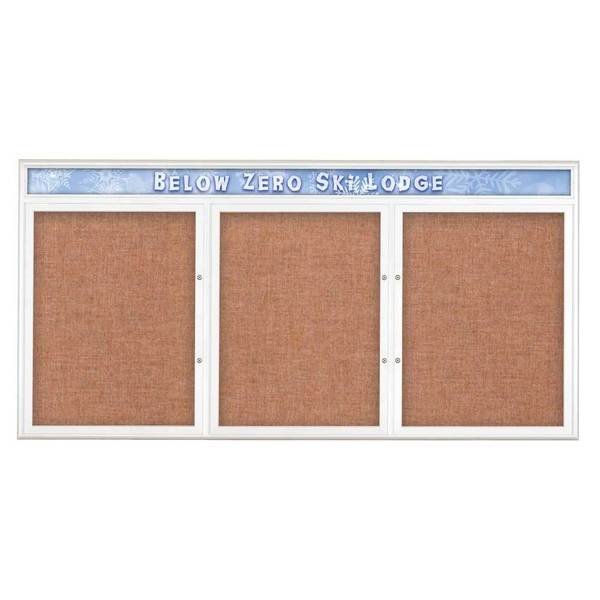 Triple Door Radius Plus Corkboard With H, UNITED VISUAL PRODUCTS, Mfr# UV8016PLUS-WHITE-CINNABA