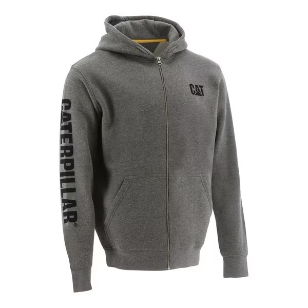 Full Zip Hooded Sweatshirt, Dark Heather, CAT WORKWEAR, Mfr# W10840-004