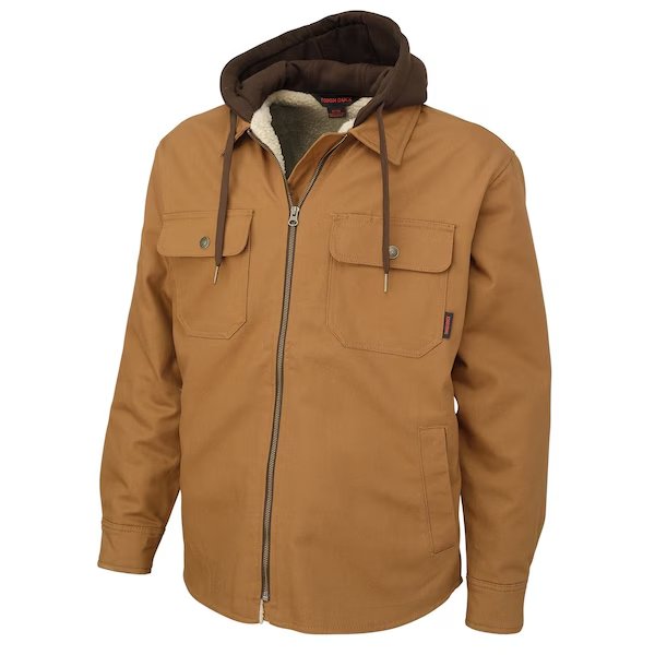 Duck Shirt, Sherpa-Lined, Hood, S, Brown, Tough Duck, Mfr#: WS031