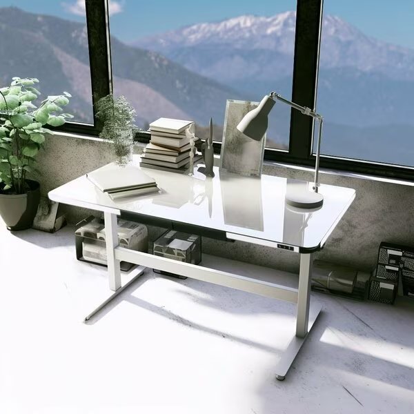24 in D X 48 in W X 48 in H, White, Glass and Steel, Motionwise, Mfr#: GLS48W