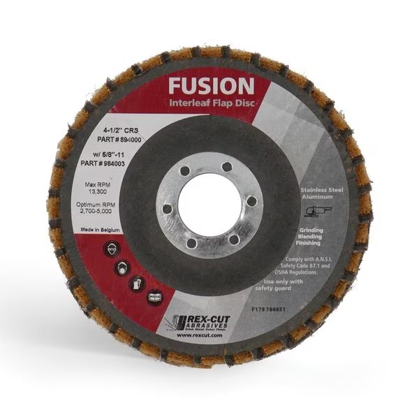 Fusion Flap Disc 4 1/2 X 7/8 T29 Fusion Interleaf Flap Disc Coarse, REX CUT, Mfr# 894000