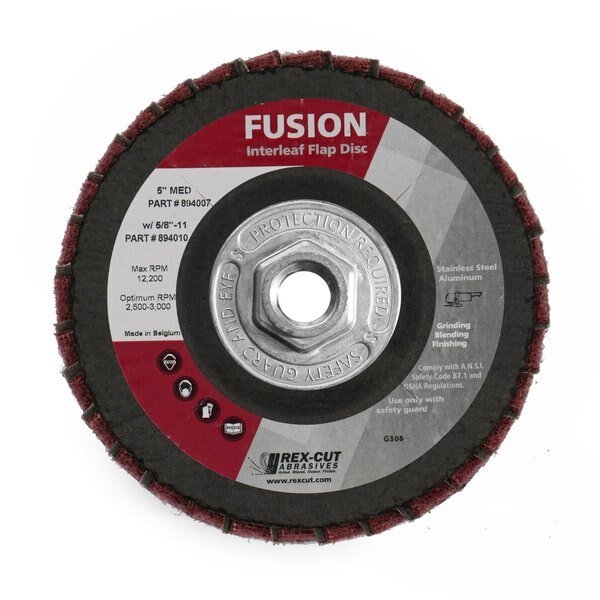 Fusion Flap Disc 5 X 5/8-11 T29 Fusion Interleaf Flap Disc Medium, REX CUT, Mfr# 894010