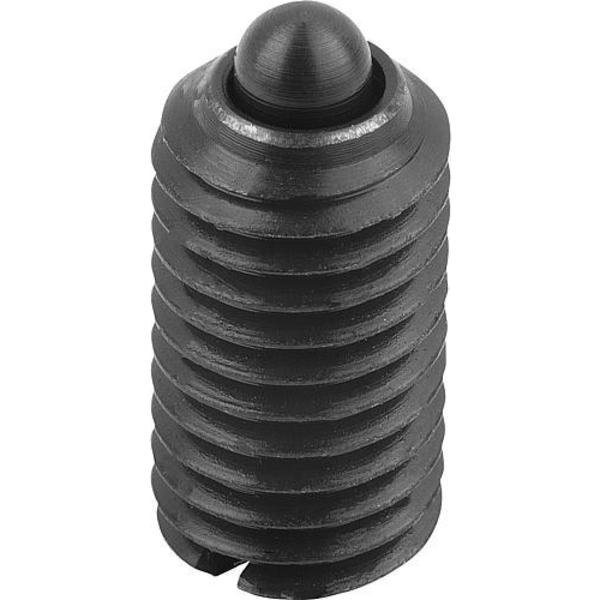 Spring Plunger Standard Spring Force D=10-32, L=12, Steel, Comp: Pin Steel, Kipp, Mfr#: K0313.A1