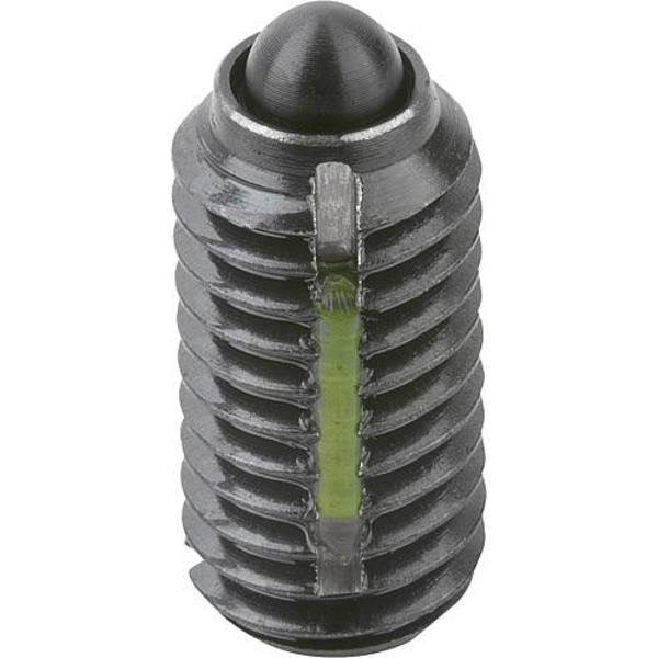 Spring Plunger Light Spring Force, Long-Lok D=M08 L=16, Steel, Comp: Pin Steel, KIPP, Mfr# K0323.108