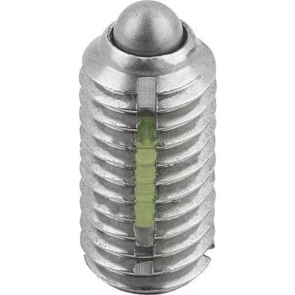 Spring Plunger Standard Spring Force, Long-Lok D=M12 L=22, Body & Pin Stainless Steel, KIPP, Mfr# K0324.12
