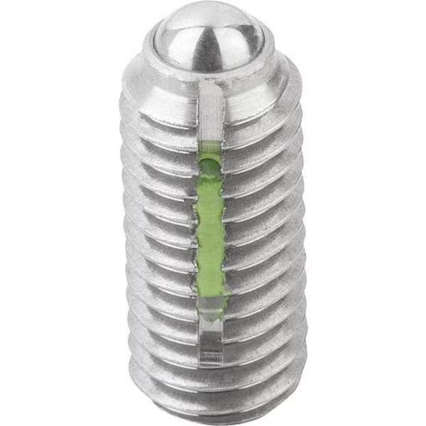 Spring Plunger Intensified Spring Force, Long-Lok D=M10 L=23, Body & Ball Stainless Steel, KIPP, Mfr# K0326.210